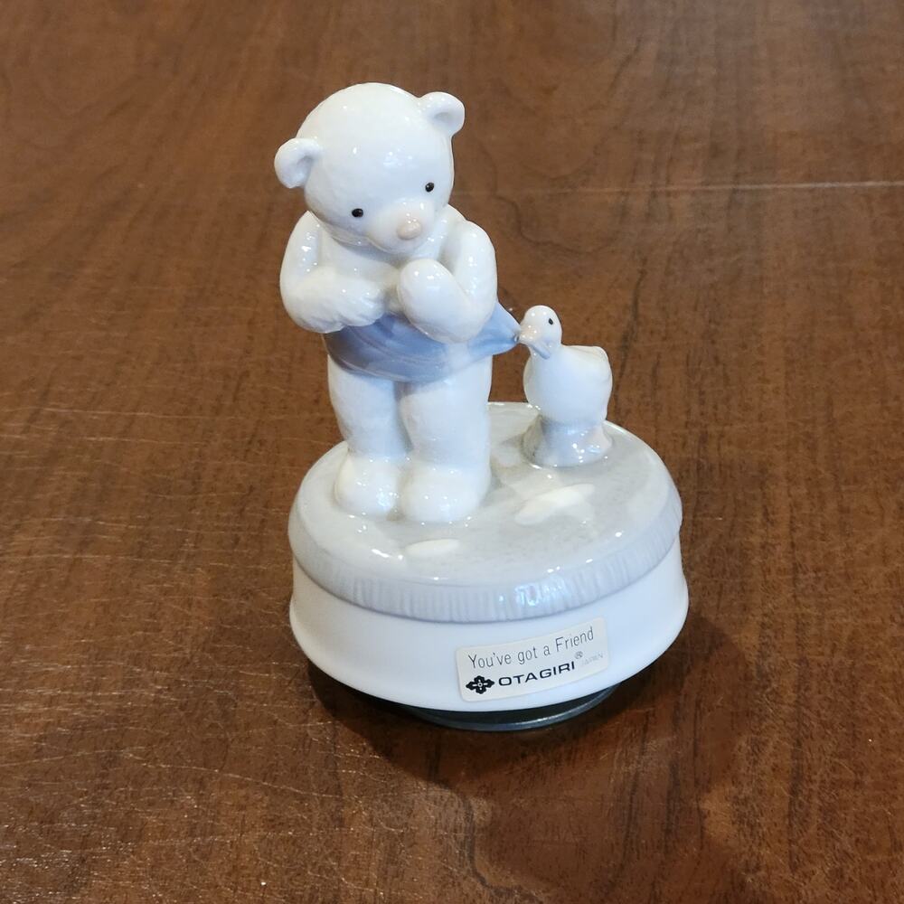 Vintage Otagiri Teddy Bear and Duck Music box You've Got A Friend
